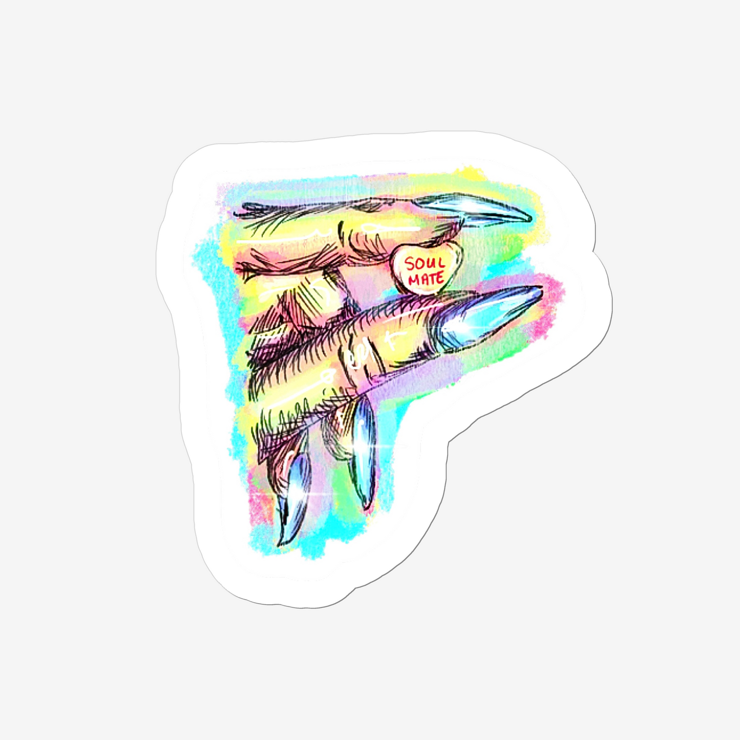 Sticker: Fingers Holding Candy Heart